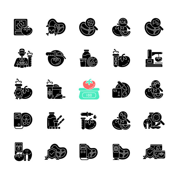 食品检测黑色符号图标设置在空白位置图片下载