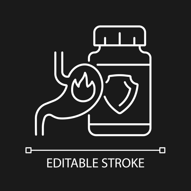 反酸补充白色线性图标为黑色主题图片下载