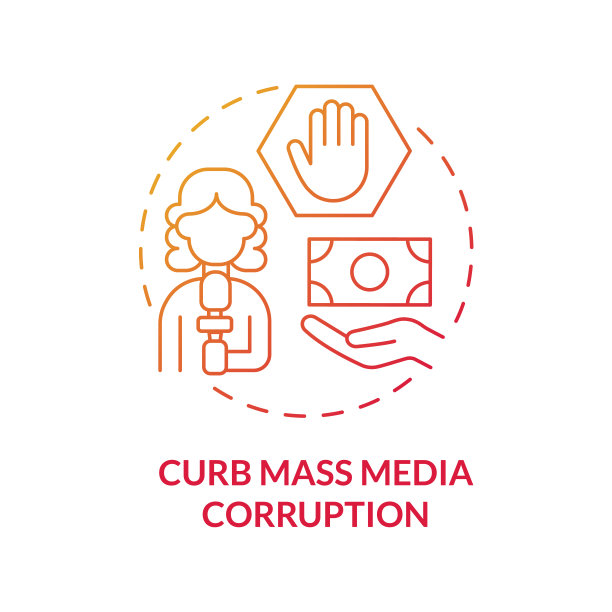 遏制大众传媒腐败红色概念图标图片下载