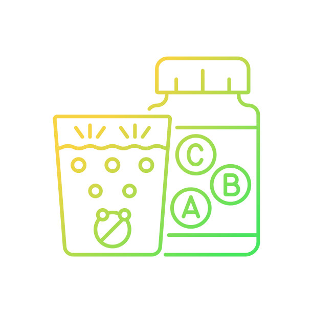 维生素泡腾片渐变线性矢量图标图片下载