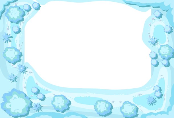 冬季景观俯视图。无形状的图像边缘的边框。寒冷季节多雪的霜冻自然。从高。飘的雪。插图在卡通风格孤立在白色背景。向量图片下载