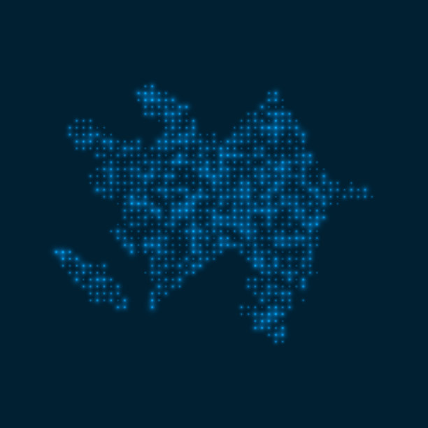 阿塞拜疆星点发光地图。图片下载