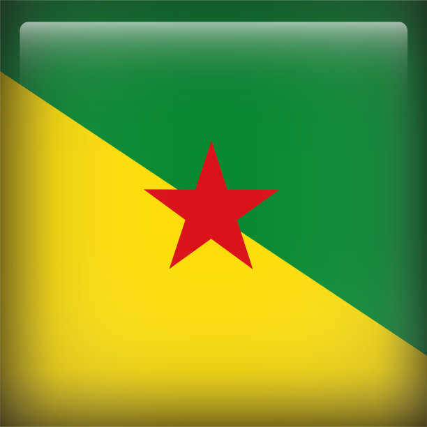 法属圭亚那3D广场国家国旗按钮图标图片下载