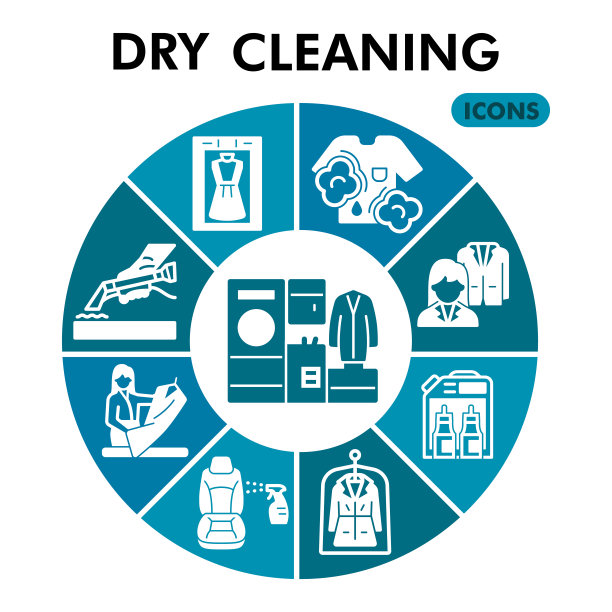 现代干洗信息图设计模板。洗衣服在图像可视化与九个步骤饼设计在蓝色的背景。专业的演示清洁模板。图片下载