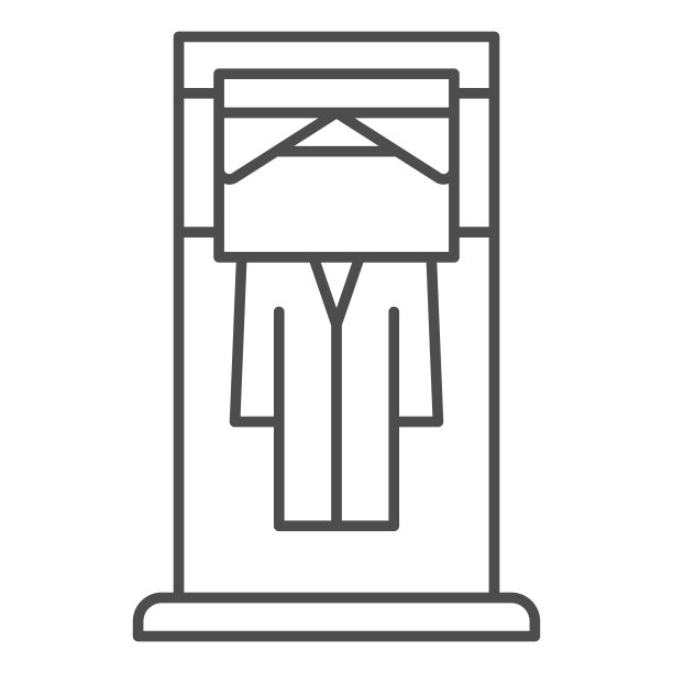 衣服薄膜包装机，服装包装细线图标，清洁概念，洗衣矢量标志上的白色背景，轮廓风格图标的移动概念和网页设计。矢量图形。图片下载