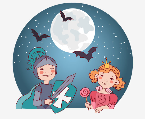 可爱的孩子们穿着狂欢节的服装。矢量插图。穿着万圣节服装的孩子们图片下载