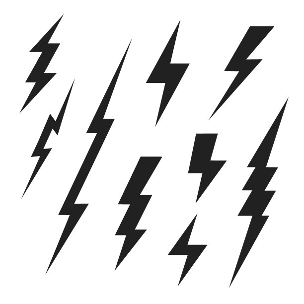 设置闪电平面图标设置孤立在白色背景矢量插图eps 10图片下载