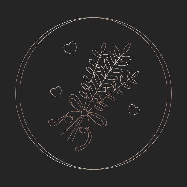 神秘的波西米亚香草符号。手绘金色渐变薰衣草元素。图片下载