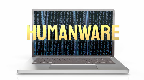 人性化的文字和金色的棋盘上的笔记本在白色的背景为商业或技术概念3d渲染图片下载