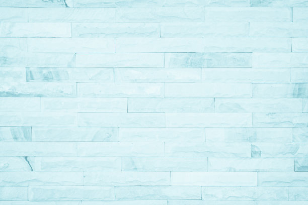 粉彩蓝白色砖墙纹理背景。砖墙内绘青色岩石旧图案干净的混凝土网格凹凸不平的砖设计堆叠。家庭或办公室设计背景装饰。图片下载