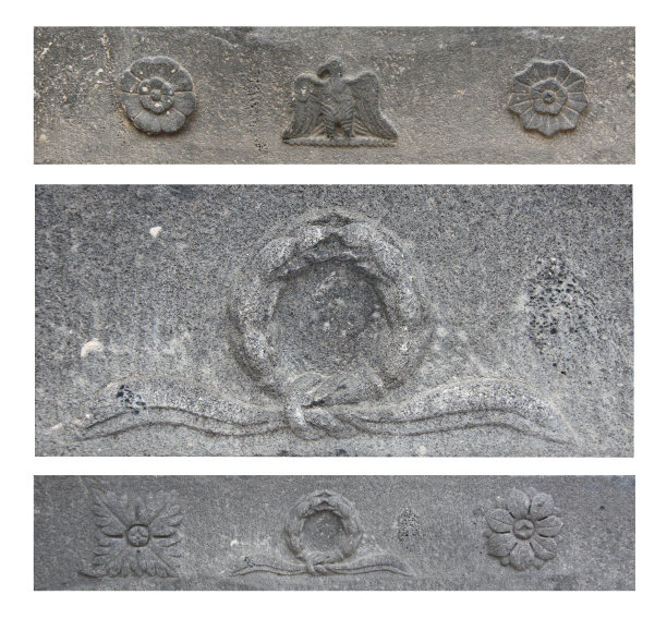 一套古老的雕刻罗马装饰鹰，花环和鲜花图片下载