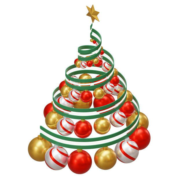 圣诞树3D渲染插图设计元素图片下载