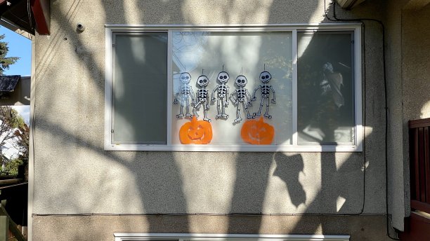 装饰品万圣节面具万圣节南瓜葫芦南瓜节日孩子们招待黄鬼孩子们的房子窗户装饰图片下载