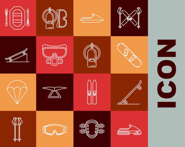 设线雪地车、滑板、滑雪板、喷气机图片下载