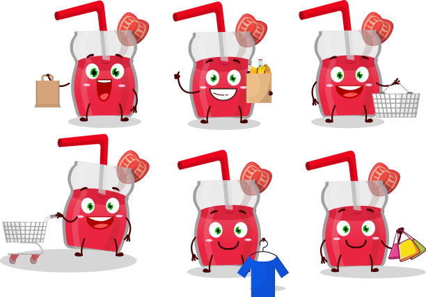 一款浓郁的草莓汁吉祥物设计风格走图片下载