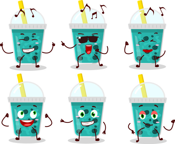 卡通形象的芋头牛奶与波巴舞者图片下载