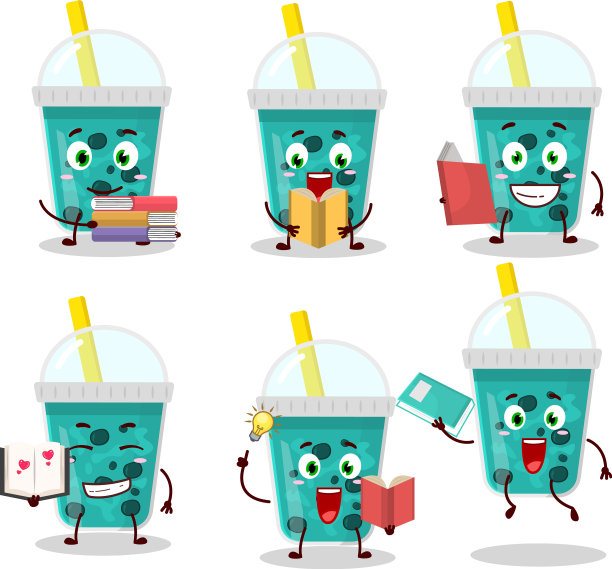 一幅芋头牛奶和boba卡通图片图片下载