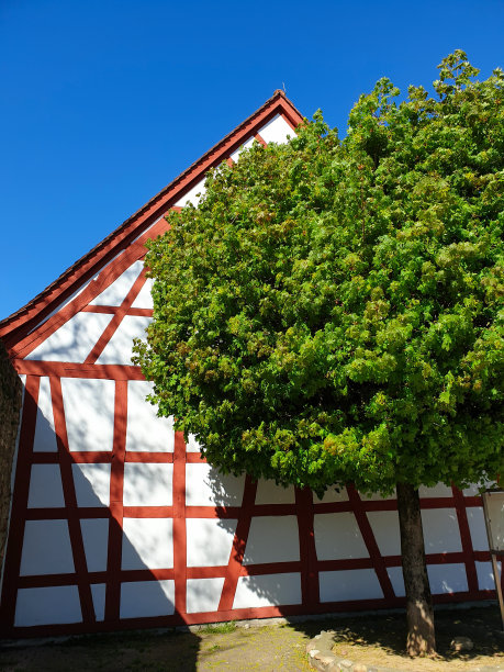 德国陶纳斯山的典型木结构房屋图片下载