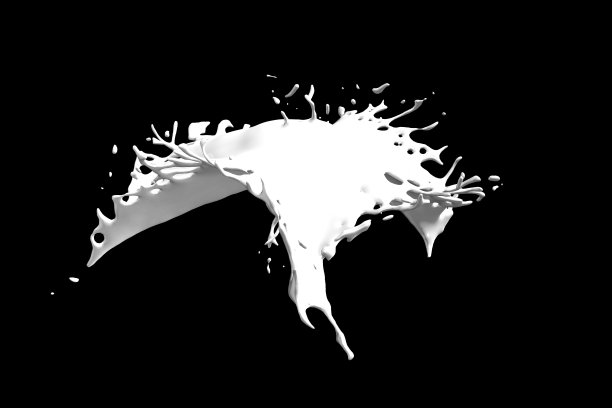 牛奶溅效果。液体饮料浇筑，广告设计元素。三维演示图片下载