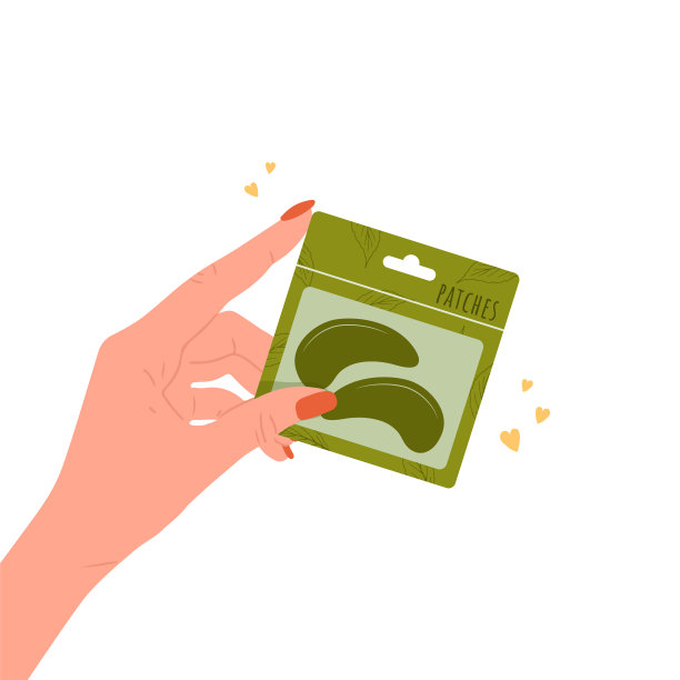 皮肤护理的概念。女性手握眼罩。早晨例行公事。洁面和保湿。手绘美容产品。矢量插图在平面卡通风格图片下载