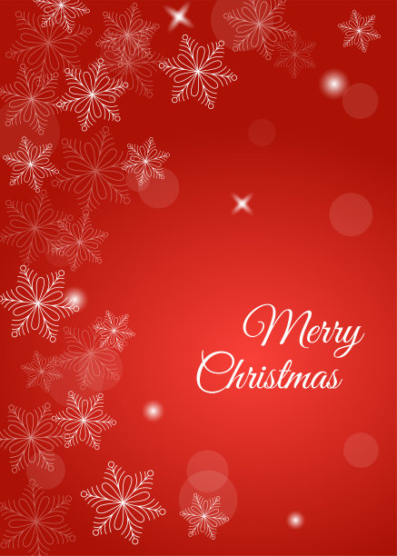 圣诞贺卡与雪花和耀眼的红色梯度背景。图片下载