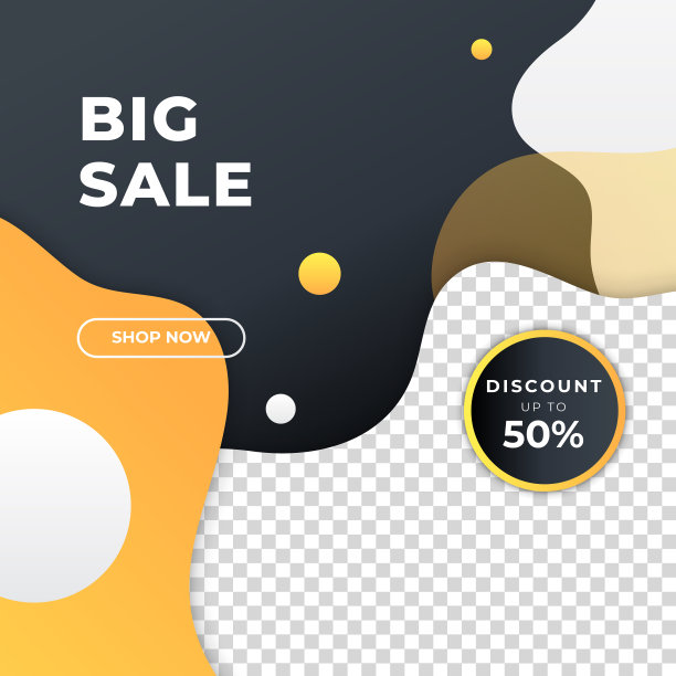 矢量正方形网页横幅模板大和mega销售与几何元素。适合社交媒体发布，instagram和网络广告。矢量插图与照片学院图片下载