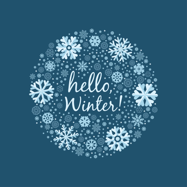 冬天的贺卡。你好冬季主题模板贺卡设计和装饰图片下载