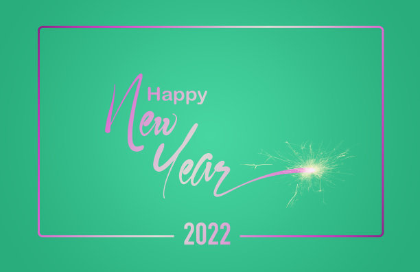 2022年新年快乐!绿色背景图片下载