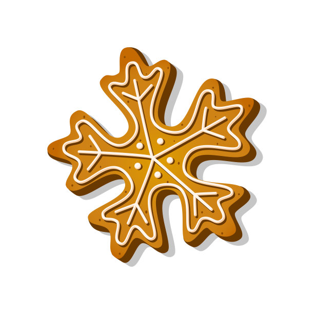 圣诞姜饼饼干在雪花形状与糖釉卡通风格。白色背景上的节日甜饼干。自制的甜品糕点。矢量图图片下载