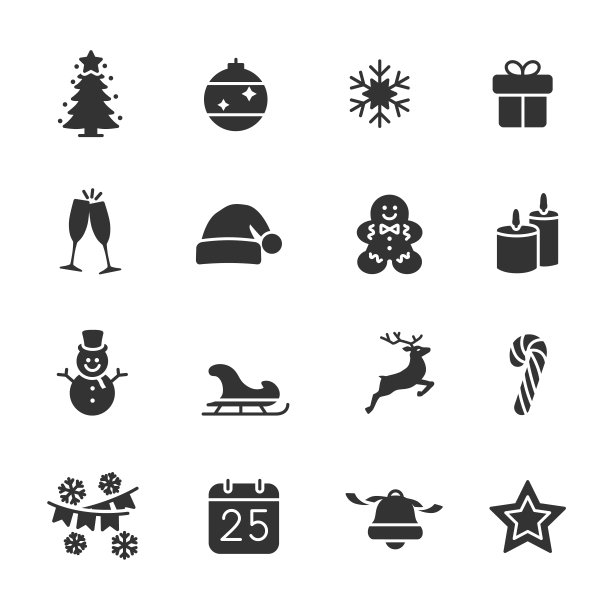 圣诞图标的向量集。图片下载