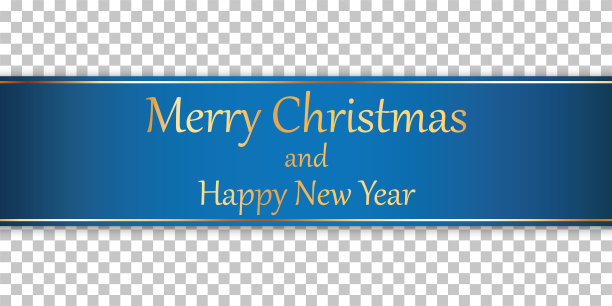 圣诞快乐，新年快乐-蓝色丝带横幅与黄金框架图片下载