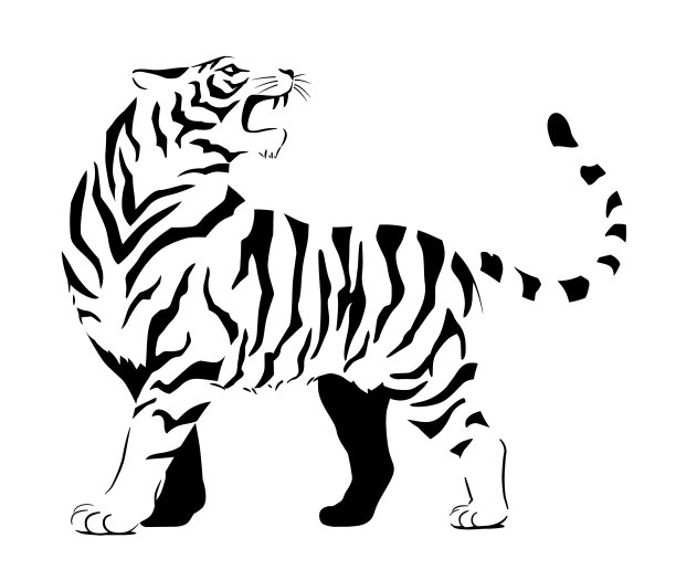 单色老虎插图矢量材料图片下载