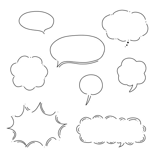 矢量插图的一个演讲气球，简单的手绘，卡通对话风格设置图片下载