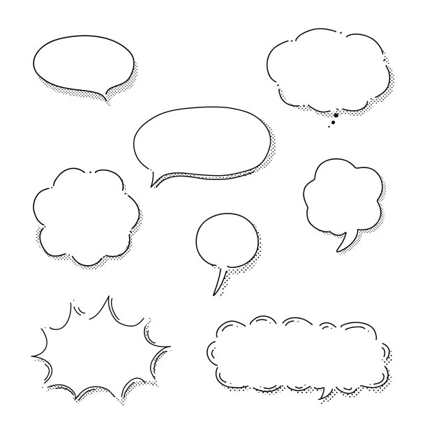 矢量插图的一个演讲气球，简单的手绘，卡通对话风格设置图片下载