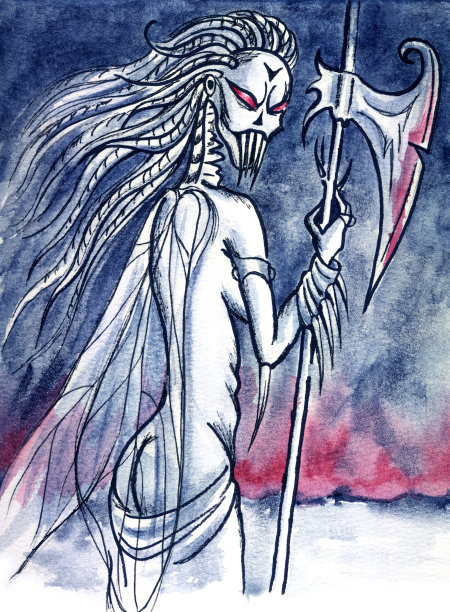 拿着斧子的可怕仙女怪物图片下载