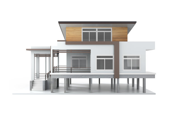 3d渲染的房子孤立在一个白色。图片下载