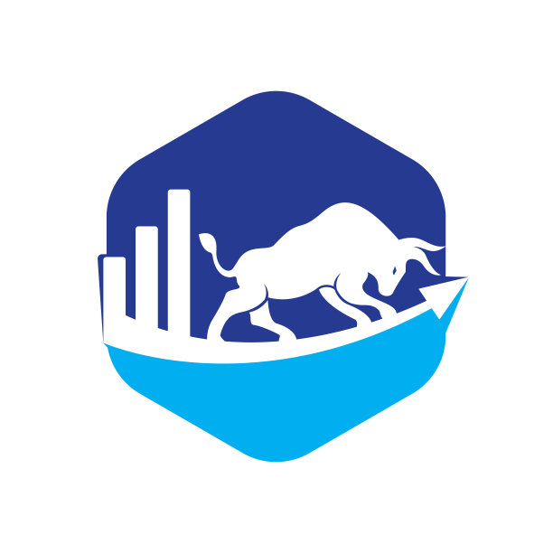 金融牛标志设计。交易牛市图，金融标志。图片下载