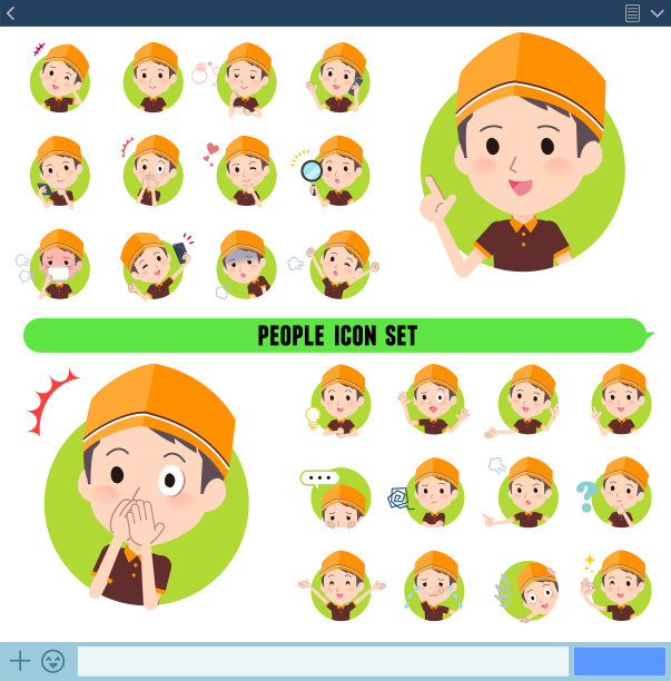 一组以图标形式表达各种情感的快餐店员图片下载