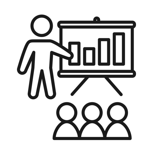 线条艺术黑色和白色的展示图标图片下载