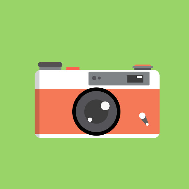 平面设计图标的复古照片相机在ui颜色。矢量插图。图片下载