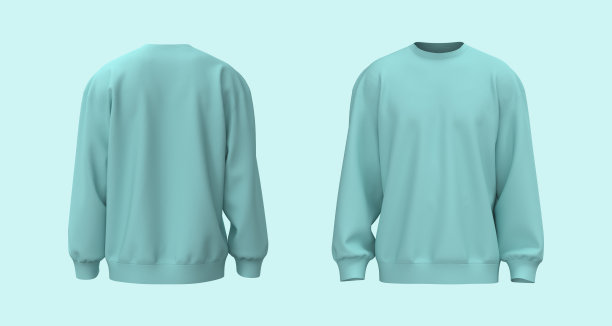 空白的运动衫模拟前面和后面的观点图片下载