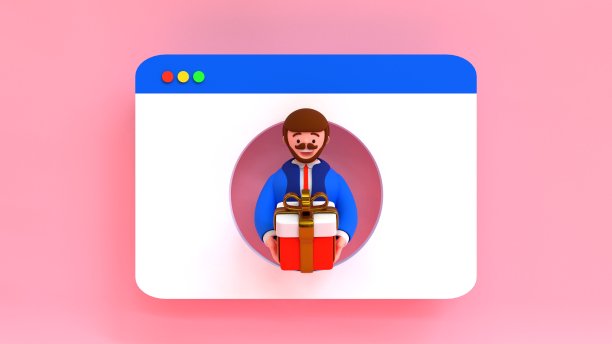 网上礼物分享的概念。3 d渲染图图片下载