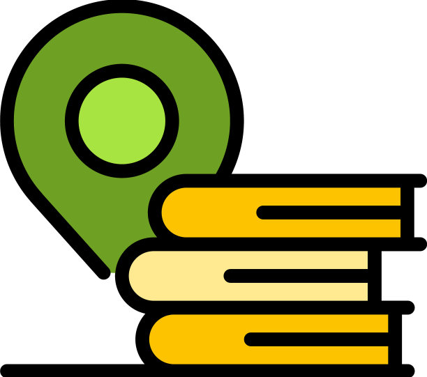 GPS图钉书栈图标彩色大纲图片下载