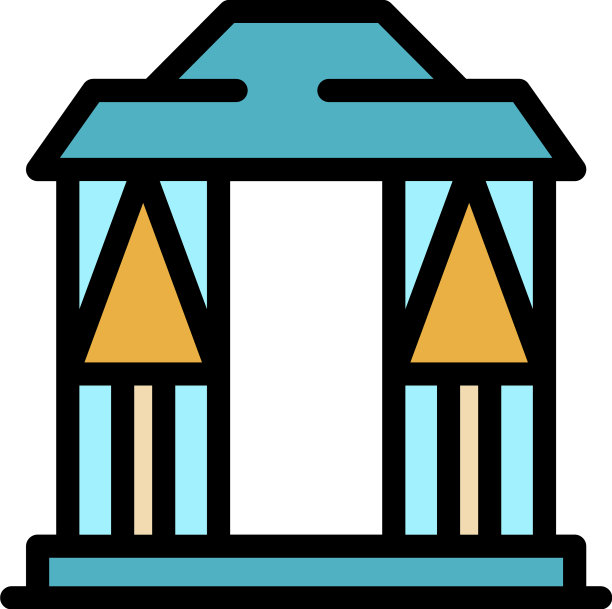 凉亭图标颜色轮廓图片下载