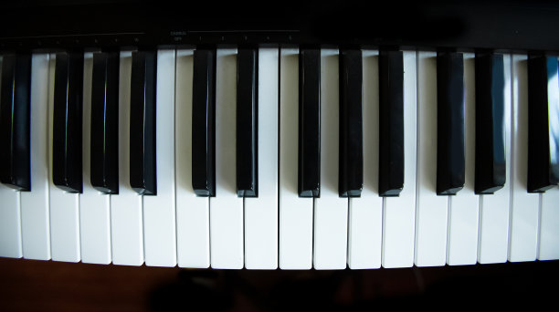 原声或数字钢琴键盘，黑白钢琴键，音乐设备图片下载
