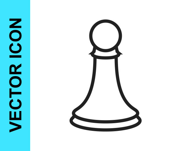 黑线棋兵图标孤立在白色背景。向量图片下载