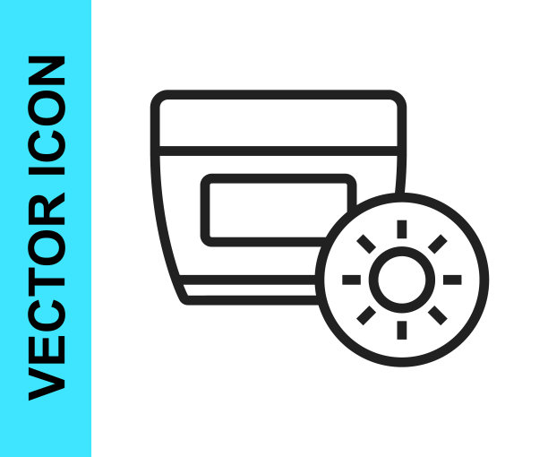 黑线防晒霜管图标隔离在白色背景。保护皮肤免受太阳紫外线照射。向量图片下载