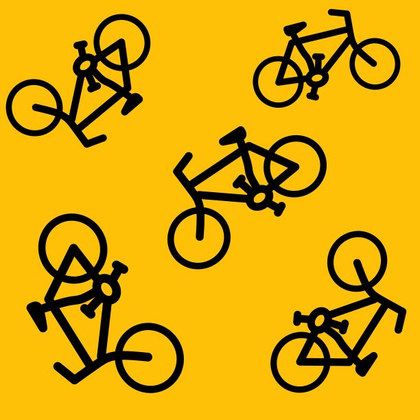 橙色背景上的几个自行车图标的插图。自行车销售业务图片下载