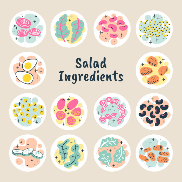 圆形图标的沙拉配料图片下载