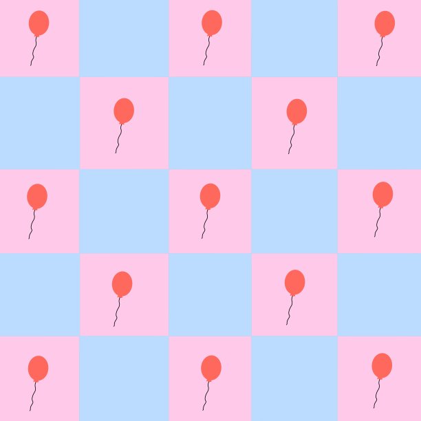 红色气球上的格子图案，柔和的颜色背景。图片下载